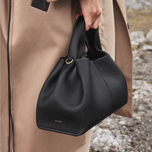 Polène Numéro Neuf Edition Textured Calf Leather Black Top Handle Bag - Picture 9 of 12